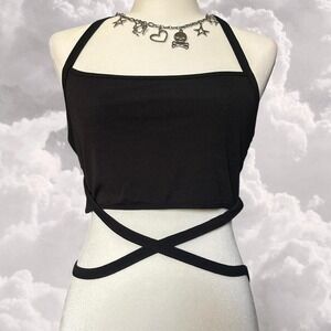 Black Wrap Tank Top goth grunge festival Top
